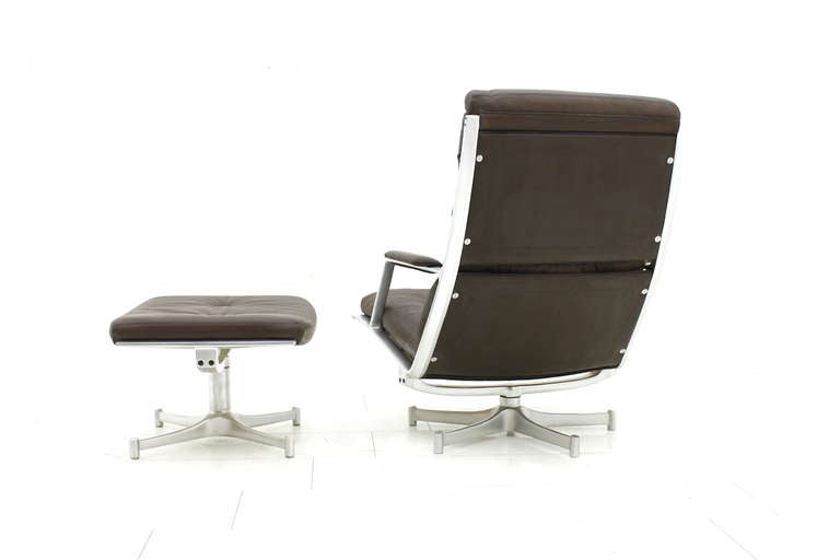 Scandinavian Modern Lounge Chair and Ottoman by Fabricius & Kastholm, FK Lounge, Kill International