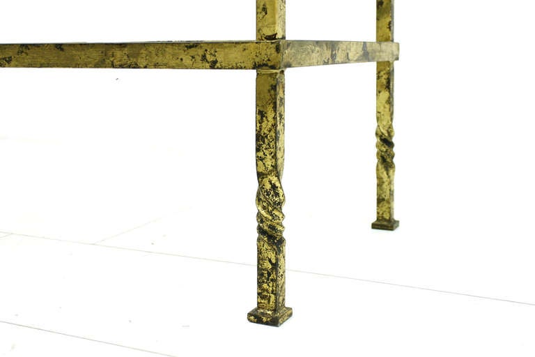 Unknown Large Sofa Table with Gold Plated Iron and Glass