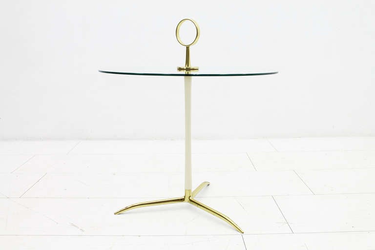 Nice Side Table attributed to Cesare Lacca, Italy. Metal, Brass and Glass. Excellent condition.