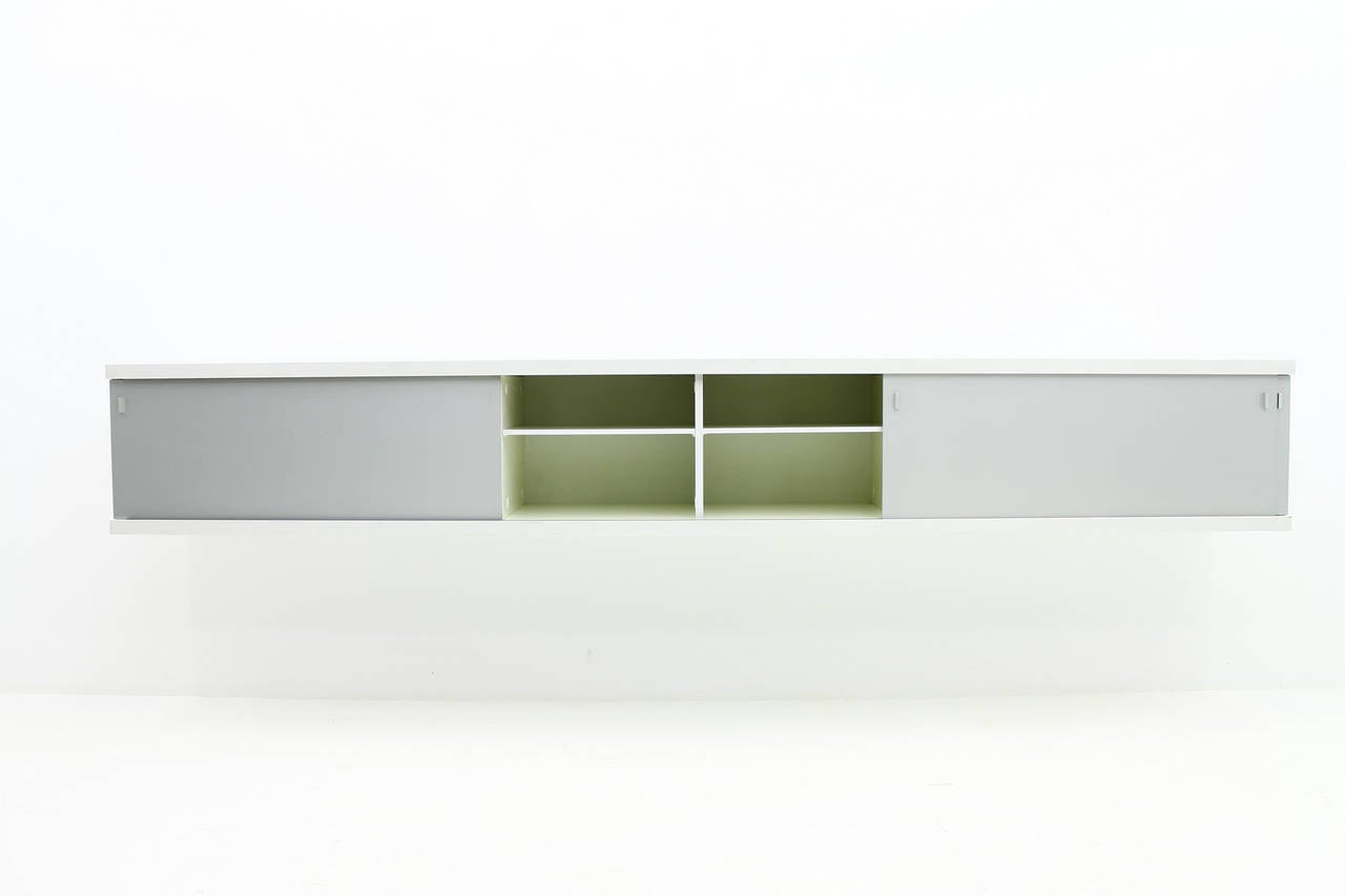 Long Wall-Mounted Sideboard with Sliding Doors by Horst Brüning, 1960s In Good Condition In Frankfurt / Dreieich, DE