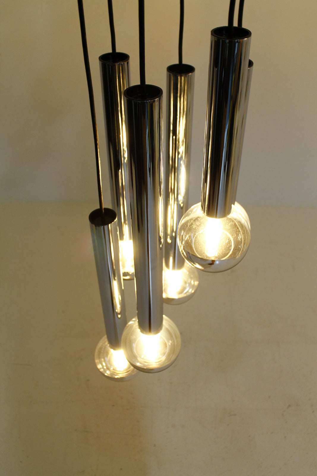 Chrome and Glass Cascade Chandelier by Motoko Ishii for Staff, 1970s For Sale 2