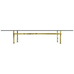 Large Sofa Table with Gold Plated Iron and Glass