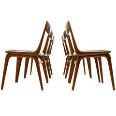 Set of Six Boomerang Teak Dining Chairs by Erik Christensen, Slagelse