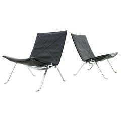 A Pair early Poul Kjaerholm Lounge Chairs, PK 22, E. Kold Christensen A Pair early Poul Kjaerholm Lounge Chairs, PK 22, E. Kold Christensen