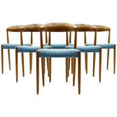 Set of Six J. C. A. Jensen Teak Chairs, Knud Andersen, Denmark