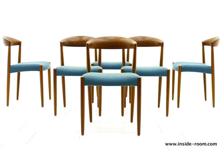 Set of Six J. C. A. Jensen Teak Chairs, Knud Andersen, Denmark at