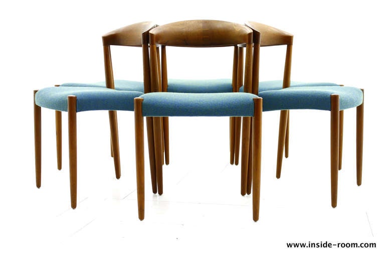 Set of Six J. C. A. Jensen Teak Chairs, Knud Andersen, Denmark at