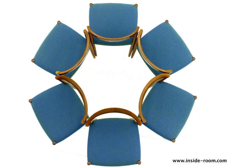 Set of Six J. C. A. Jensen Teak Chairs, Knud Andersen, Denmark at