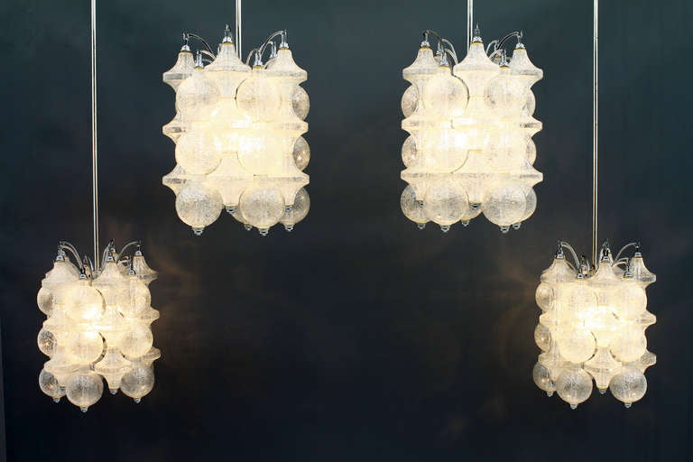 Set of Four Murano Glass Chandelier by Seguso, Italy, circa 1964 In Excellent Condition In Frankfurt / Dreieich, DE