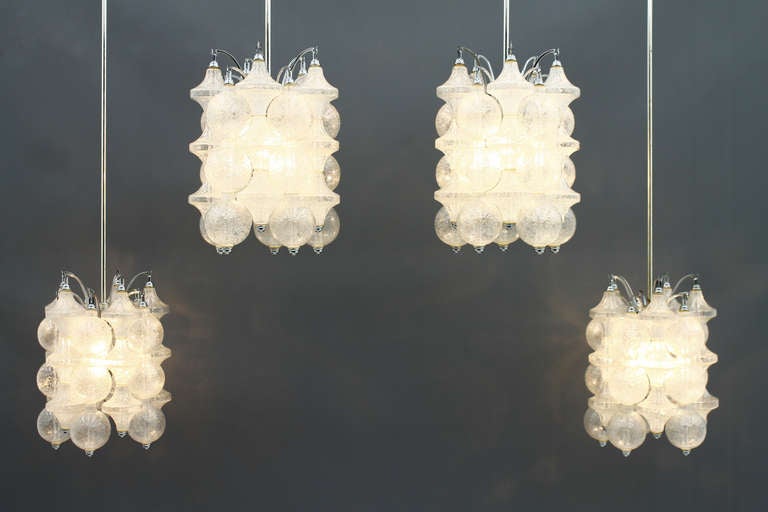 Set of Four Murano Glass Chandelier by Seguso, Italy, circa 1964 2