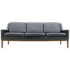 Black Scandinavian Leather Sofa