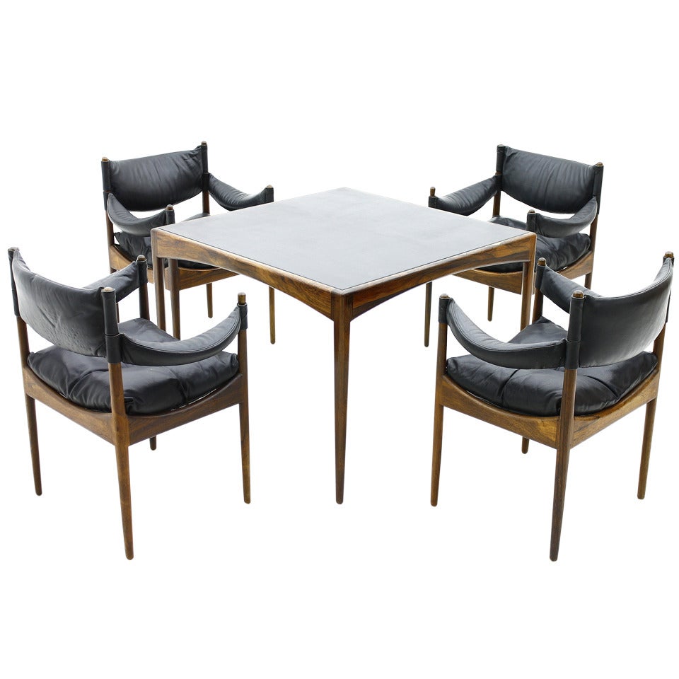 Rosewood & Leather Dining Suite, Kristian Solmer Vedel, Denmark