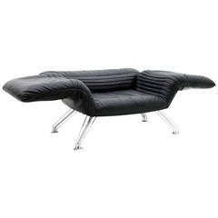 Black Leather Chaise Longue DS 142 by Winfried Totzek for De Sede, Switzerland