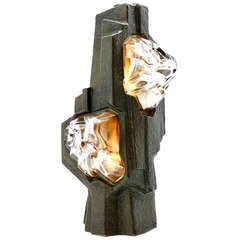 Tischlampe im Stil des Brutalismus, Keramik und Glas
