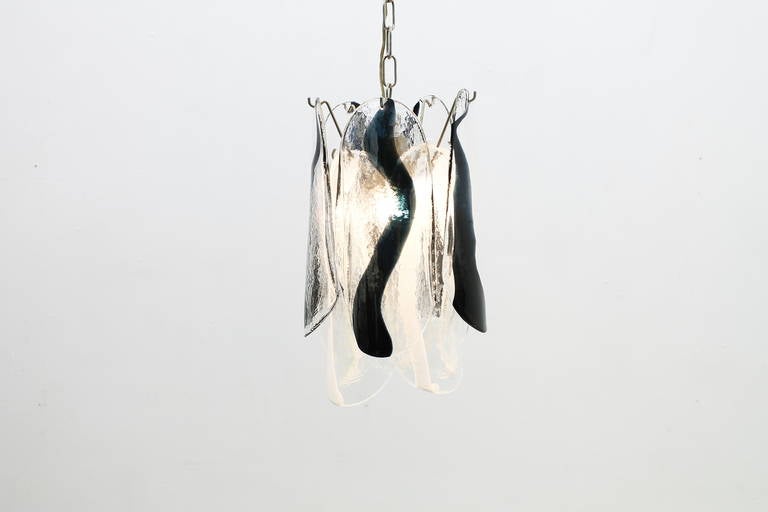 Two tier Murano Glass chandelier by Mazzega, Italy. Black and white. Italy 1960`s.
Very good condition.