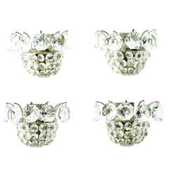 Set of Four Wall Sconces by Bakalowits Crystal and Nickel, Austria, circa 1960s 2