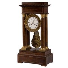 Antique French Charles X Period Rosewood and Ormolu Portico Clock circa 1830