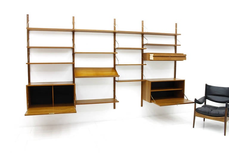 Poul Cadovius Royal Wall System in Teak and Brass, Denmark 1958 3