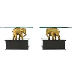 A Pair Beautiful Glass Side Table, Elephants