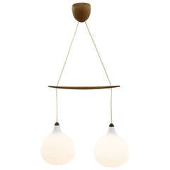 Luxus Glass and Teak Lamp by Uno & Osten Kristiansson, Sweden 1960`s 9
