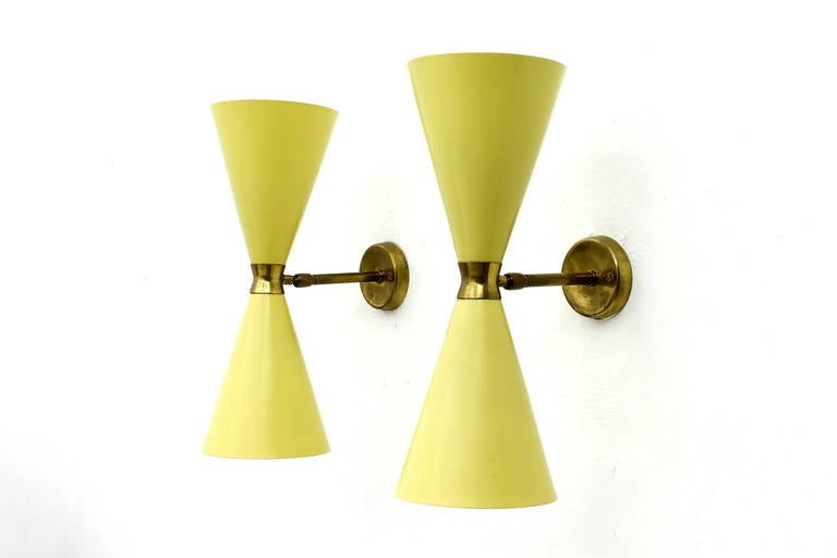 Metal Set of Four Diabolo Wall Sconces from the 1950s For Sale