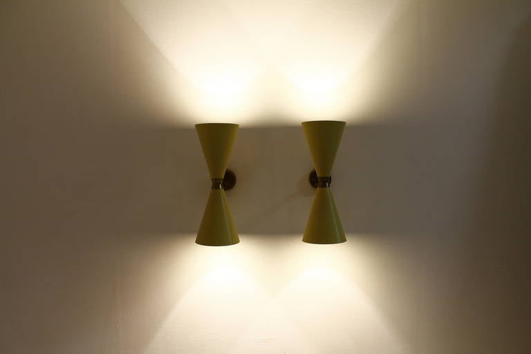 Set of Four Diabolo Wall Sconces from the 1950s For Sale 1