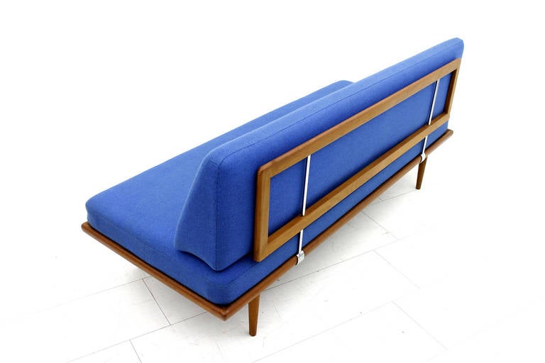 Fabric Minerva Teak Wood Daybed / Sofa by Peter Hvidt & Molgaard, Denmark