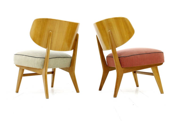 Laminated Rare Pair of Lounge Chairs by Herta-Maria Witzemann, Germany, 1957