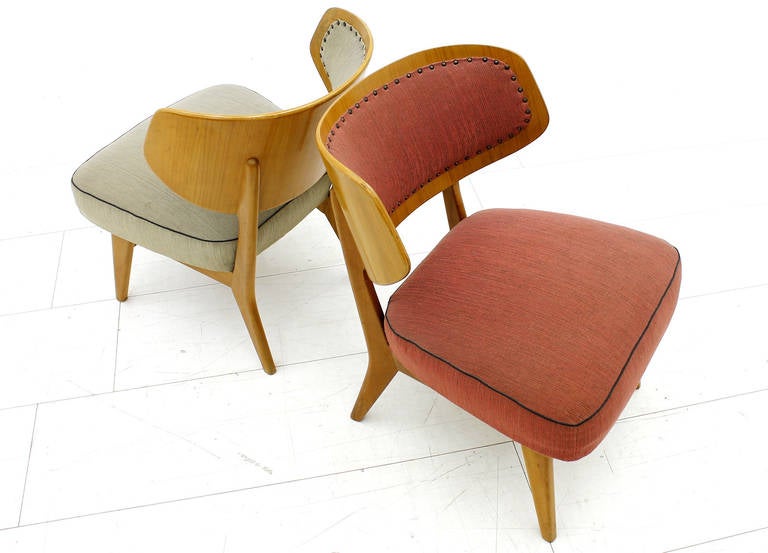 Fabric Rare Pair of Lounge Chairs by Herta-Maria Witzemann, Germany, 1957