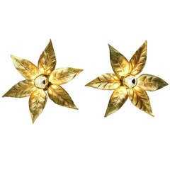 A Pair Brass Wall Scones, 60`s