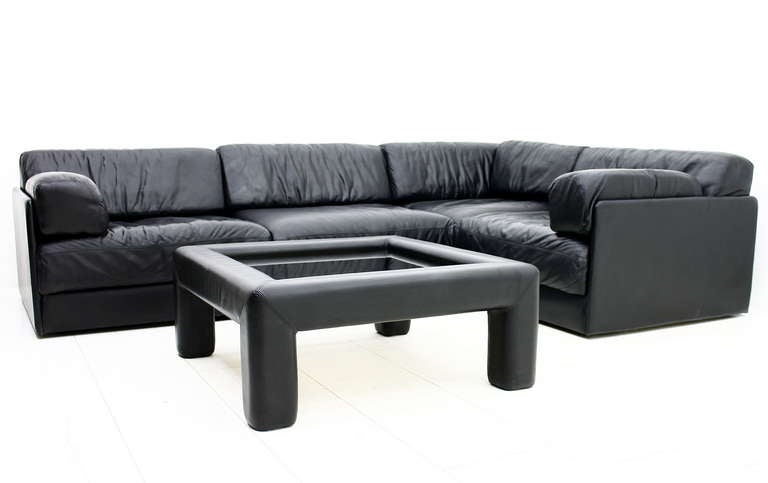 Late 20th Century Black Leather Modular Sofa by De Sede, Switzerland