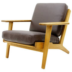 Hans J. Wegner Lounge Chair, GE 290 Getama, Oak and Leather