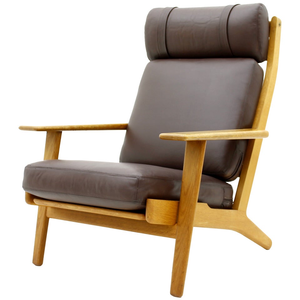 Hans J. Wegner Lounge Chair Ge 290, GETAMA Denmark, Oak and Leather