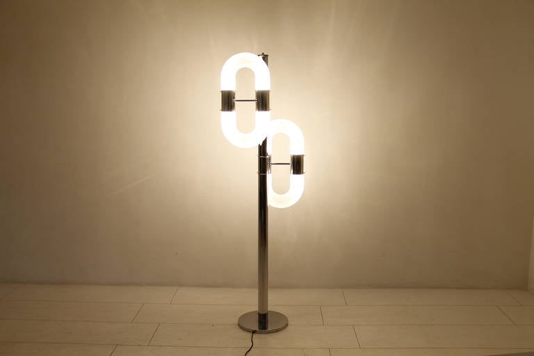 Chrome Carlo Nason Floor Lamp for Mazzega, Italy 1960´s