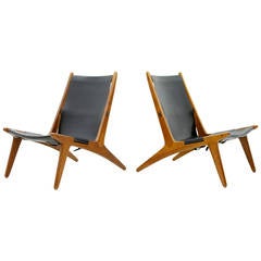 Pair of Hunting Chairs by Uno & Osten Kristiansson for Luxus, Sweden, 1954