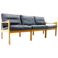 Illum Wikkelso 3er Sofa, Teak & Leather, Denmark