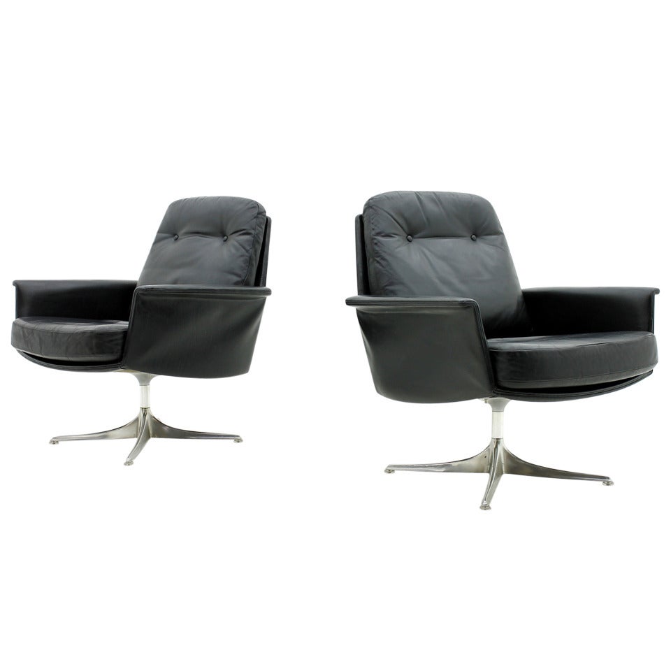 Pair of Leather Lounge Chairs by Horst Bruening, 1966, COR