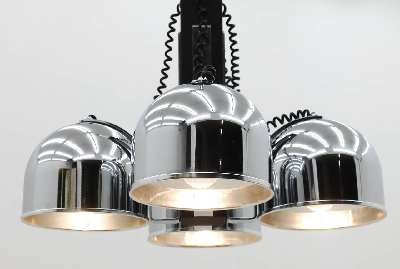 Chrome Italian Studio Ceiling Lamp, circa 1970s by Reggiani Italy