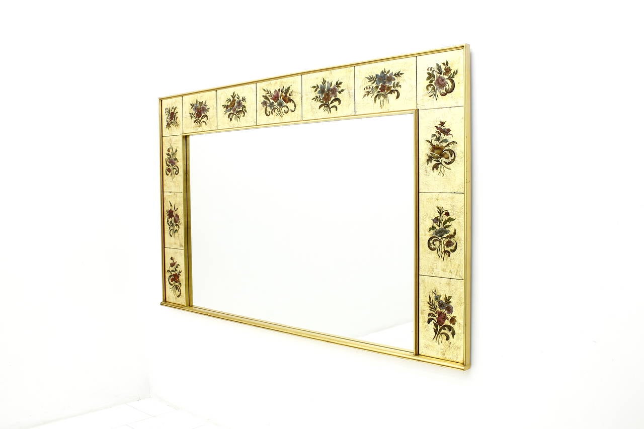 A large mirror with flower paintings and a signature, France, circa 1980s.
Good original condition.