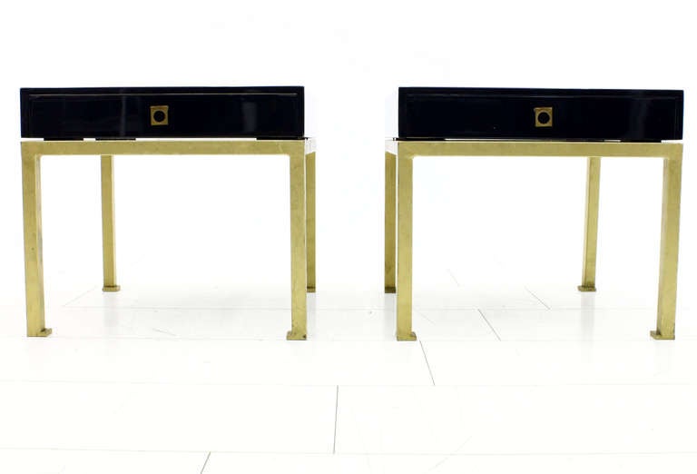 Mid-Century Modern A Pair Night Stands by Guy Lefevre, Maison Jansen, France For Sale