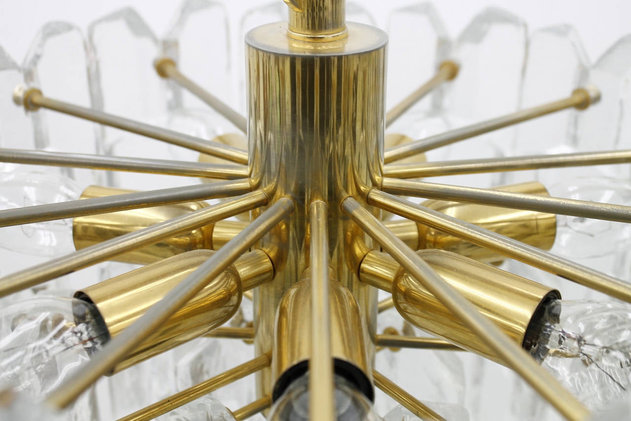 Austrian Glass and Brass Pendant Lamp by Kalmar, Austria, 1960s For Sale