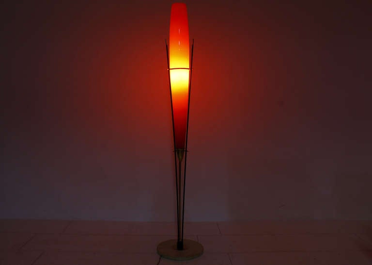 Murano Glass Floor Lamp with Carrara Marble and Brass, Italy, circa 1950 1