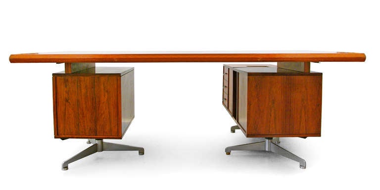 Mid-20th Century Desk Midcentury Modern Italian Design Rosewood 60s Tecno