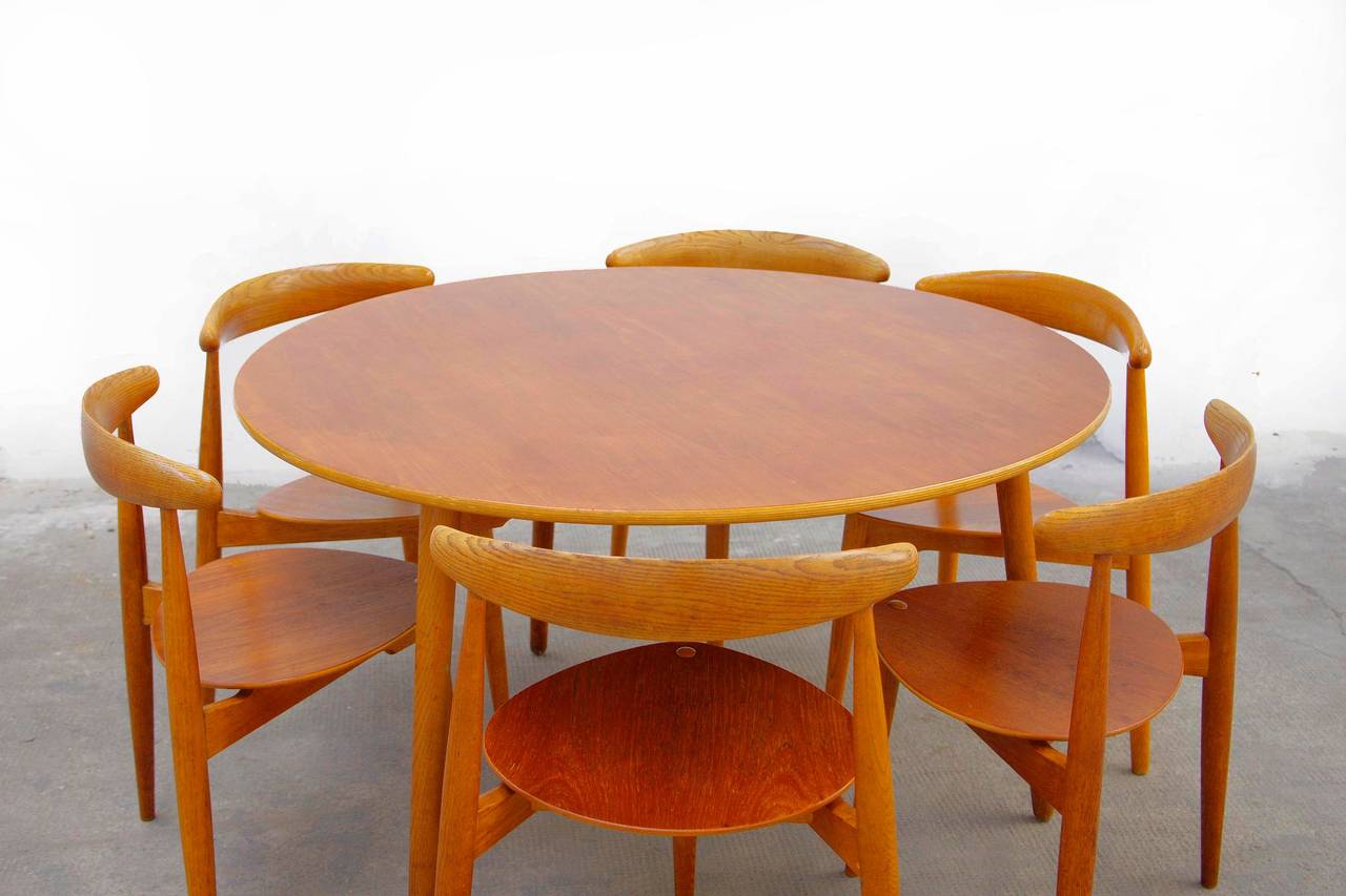 Mid-Century Modern Dining Set by Hans Wegner Fritz Hansen FH 4103 Hjerte Teak Danish Modern