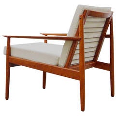 Easy Chair von Arne Vodder für Glostrup: Teakholzstuhl, dänisches modernes Design der Mitte des Jahrhunderts