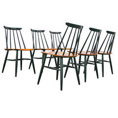 Set of Six Fanett Teak Dining Chairs by Ilmari Tapiovaara for Asko, 1950's