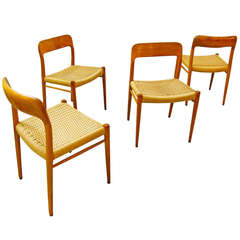 Set of Four Dining Chairs by Niels Otto Moeller Teak Danish Modern, 1950's / 1960s