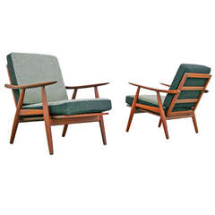 Pair of Teak Easy Chairs by Hans Wegner for Getama, Ge-270, Danish Modern, 1950's / 1960's