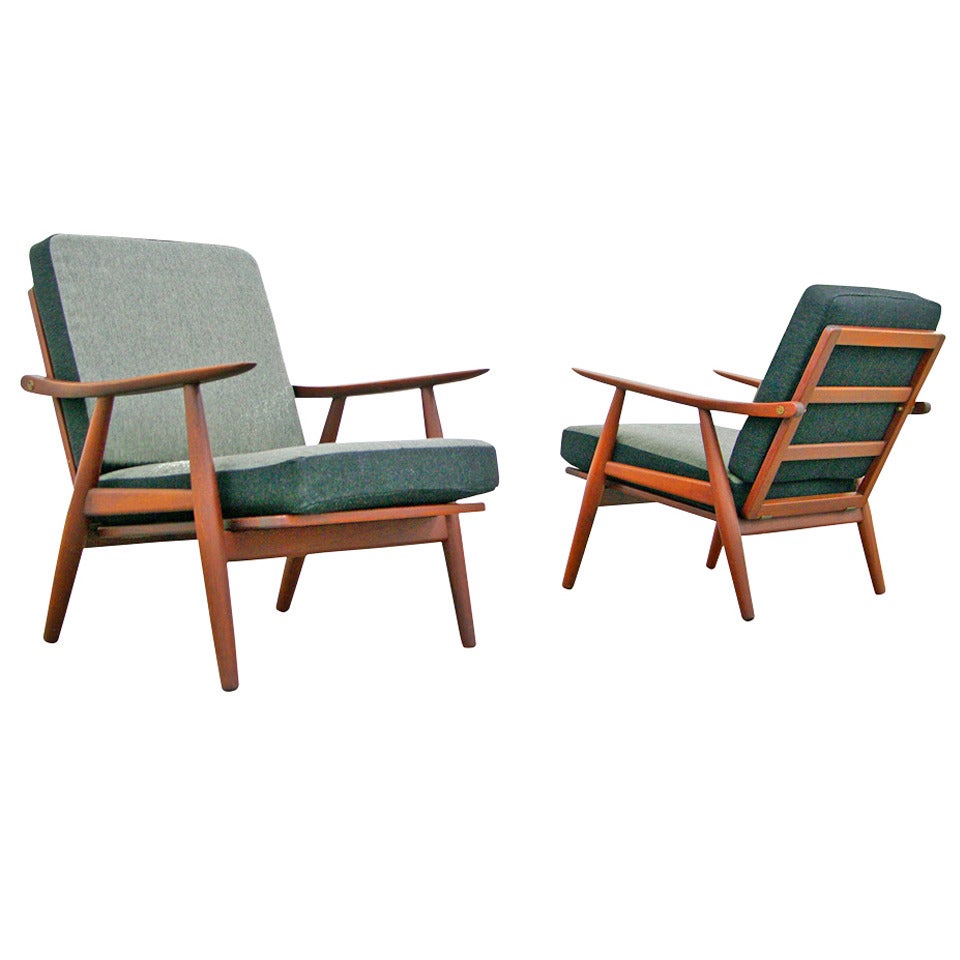 Pair of Teak Easy Chairs by Hans Wegner for Getama, Ge-270, Danish Modern, 1950's / 1960's