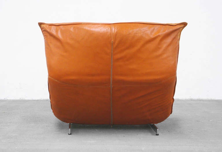 Loungesessel von Vittorio Varo, Italien, Design Chatpard, cognacfarbenes Leder, 1970er Jahre (Ende des 20. Jahrhunderts)